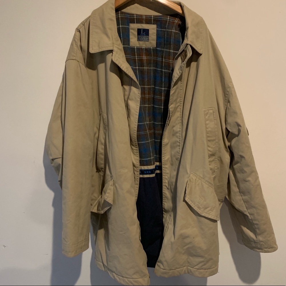 Vtg 80s Lanvin Sport Embroidered Logo Lined Coat L